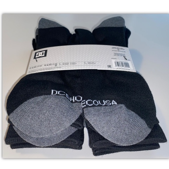 DC Crew Socks 5 Pair Men’s 6-12 Black Gray w/ Mixed Stripes & Logo Shoe Co Skate - Picture 11 of 12
